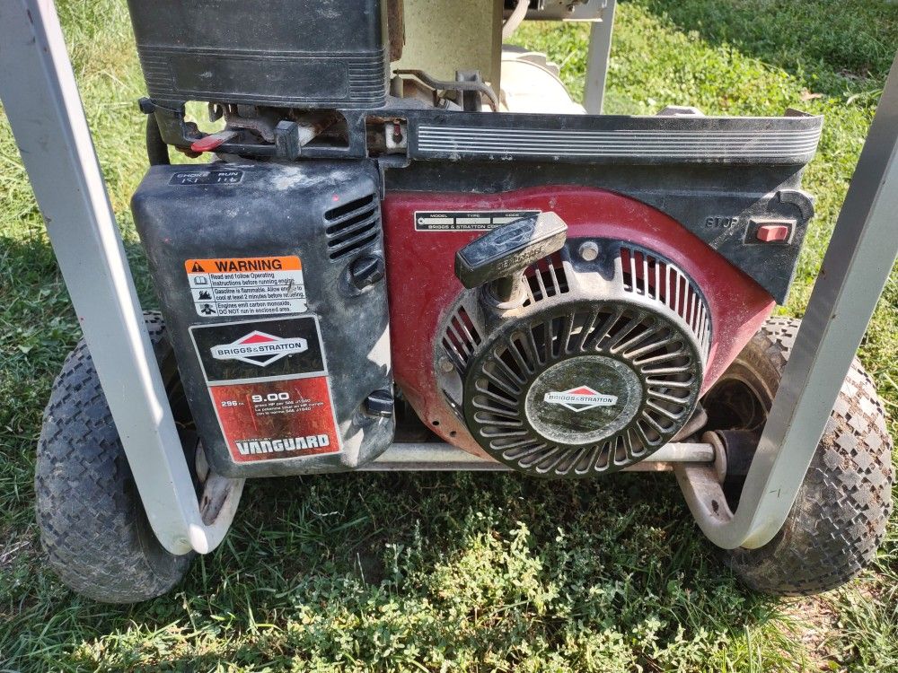 5,000 W Generator Fix Up Or Parts Runs Great No Power Extra Large Fuel Tank And Wheel Kit0