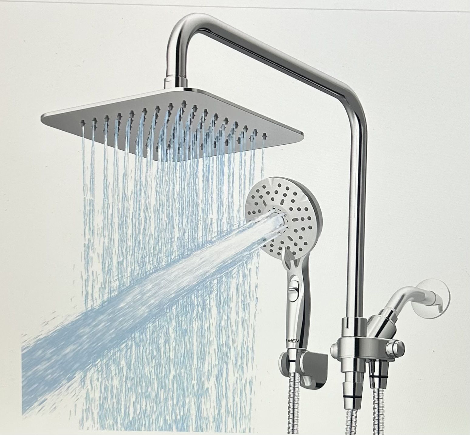 Ryamen 8” Rainfall Dual Shower Head Combo
