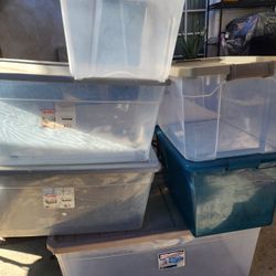6 Plastic Containers Organization Totes All Pre-owned 
