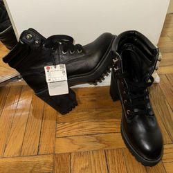 Zara Lace Up Leather High Heeled Boots