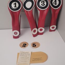 4 Golf club wood head covers Vintage Universal Fit EUC Red White Black