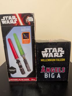 STAR WARS BUNDLE 2015 ICE POP MAKER AND 2025 MILLENNIUM FALCON STAR WARS WEEKEND ANGEL STADIUM FIGURINE