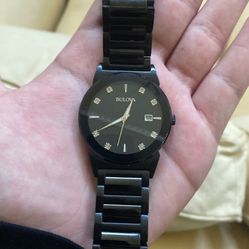 MEN'S DIAMOND ACCENT BLACK-TONE STAINLESS STEEL BRACELET WATCH 41MM 98D121