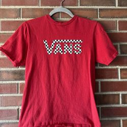 Vans Checkered Logo Tee in Vibrant Red - Classic Skater Style