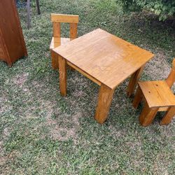 Childs Wooden Table And Chairs $40
