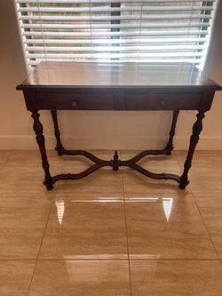 Antique Wood Writing Desk with Two Drawers