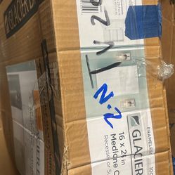 16 in. W x 26 in. H Rectangular Wood Composite Medicine Cabinet with Mirror