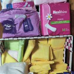 Large Lot Of Maxi Pads Maxi Thins Female Hygiene Mixed Lot 