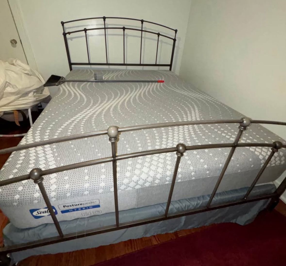 Queen Metal Bed with Box Spring