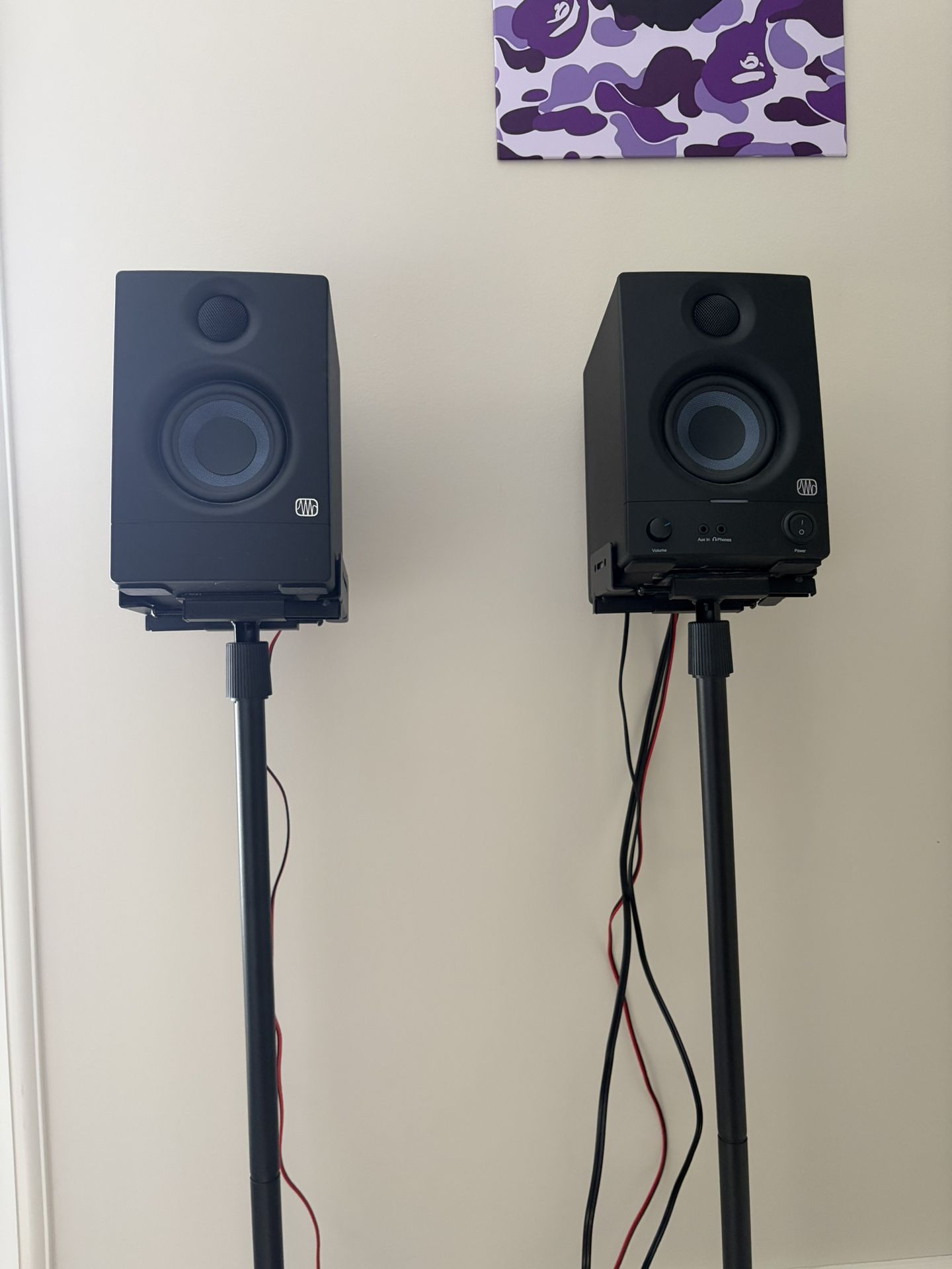 PreSonus Eris 3.5 Studio Monitors + Brand New Stands
