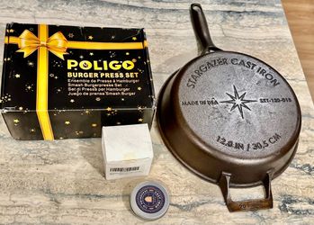 🚨 DELIVERABLE TODAY - Premium Cast Iron Cooking Starter Kit - Stargazer 12" Skillet + Full New Accessories