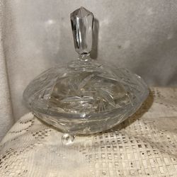 Antique old lead crystal cut glass candy dish or for jewelry. Perfect condition! No chips or cracks.