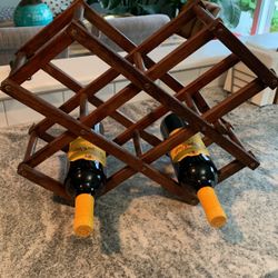 Wood Wine Rack Holds 6 Bottles