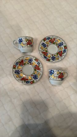 SELVI El Sanatlare Porcelain Espresso Cup and Saucer Set of 2
