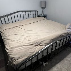 Grey king size metal frame