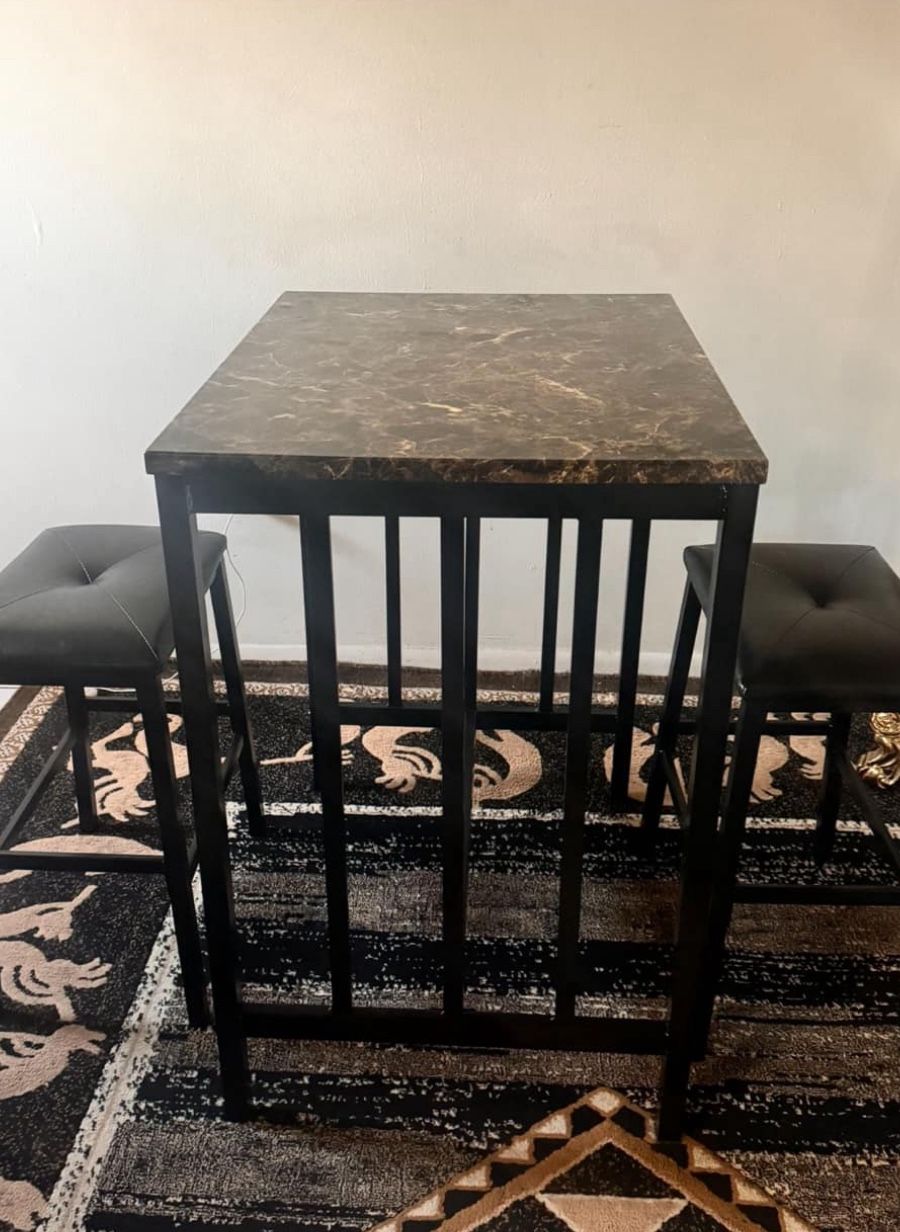 Marble Table With Two Stools