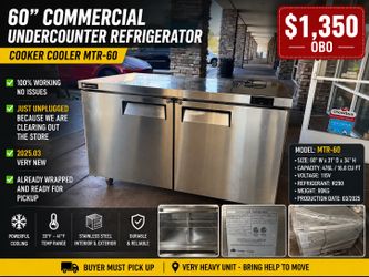 60” Commercial Undercounter Refrigerator - 2 Door Stainless Steel - 2025 Model