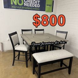 6 PCs Dining Table Set Include Table 4 Chairs And Bench Brand New