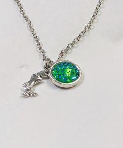 Round Green mermaid Scale necklace