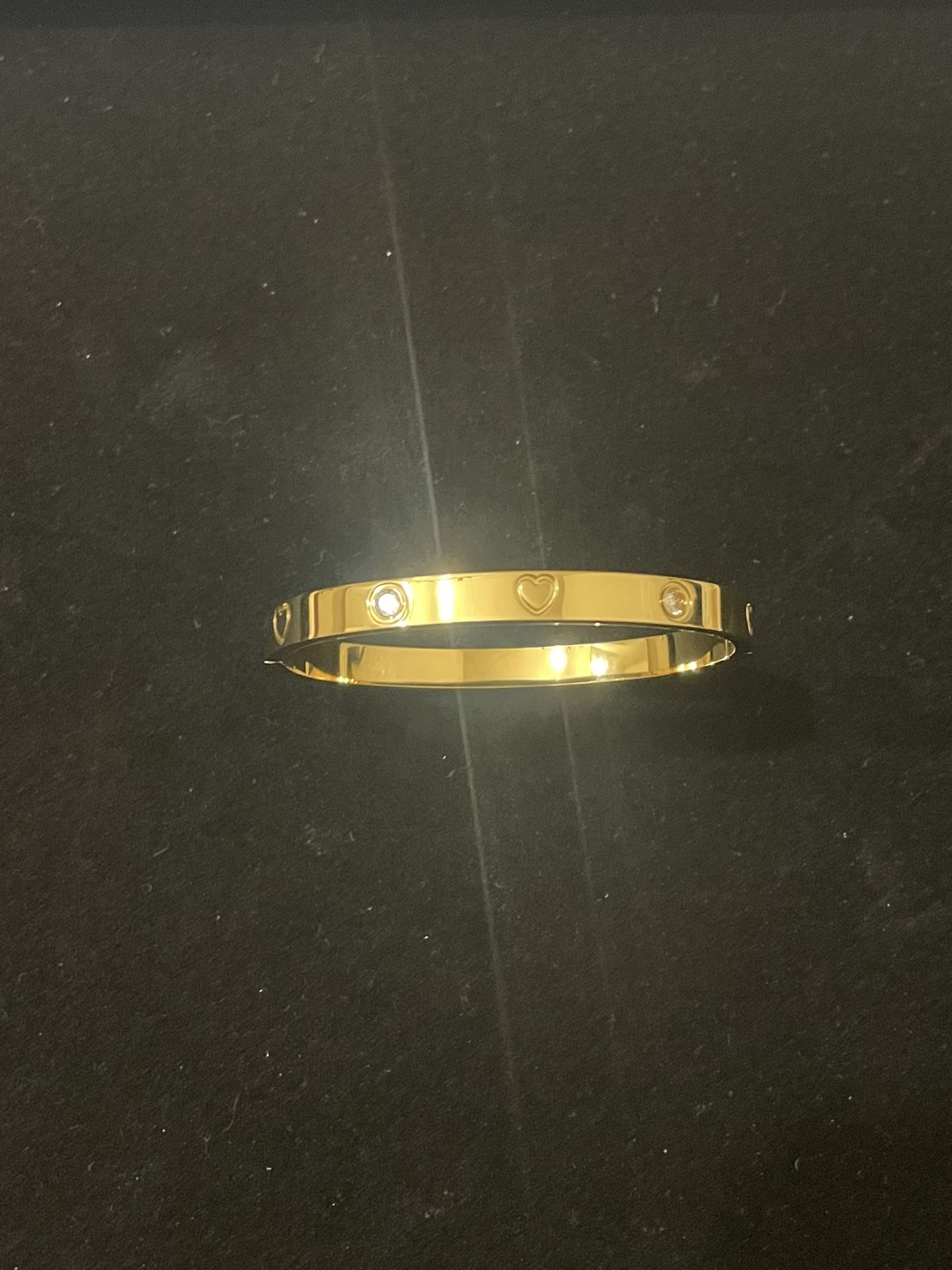 18k Gold Bangle, Plain, Hearts, Silver