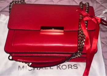 Michael Kors Red & Gold Leather Crossbody Bag