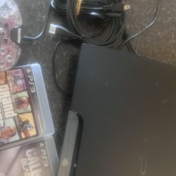 PS3 Slim W One Wired Control And Games 