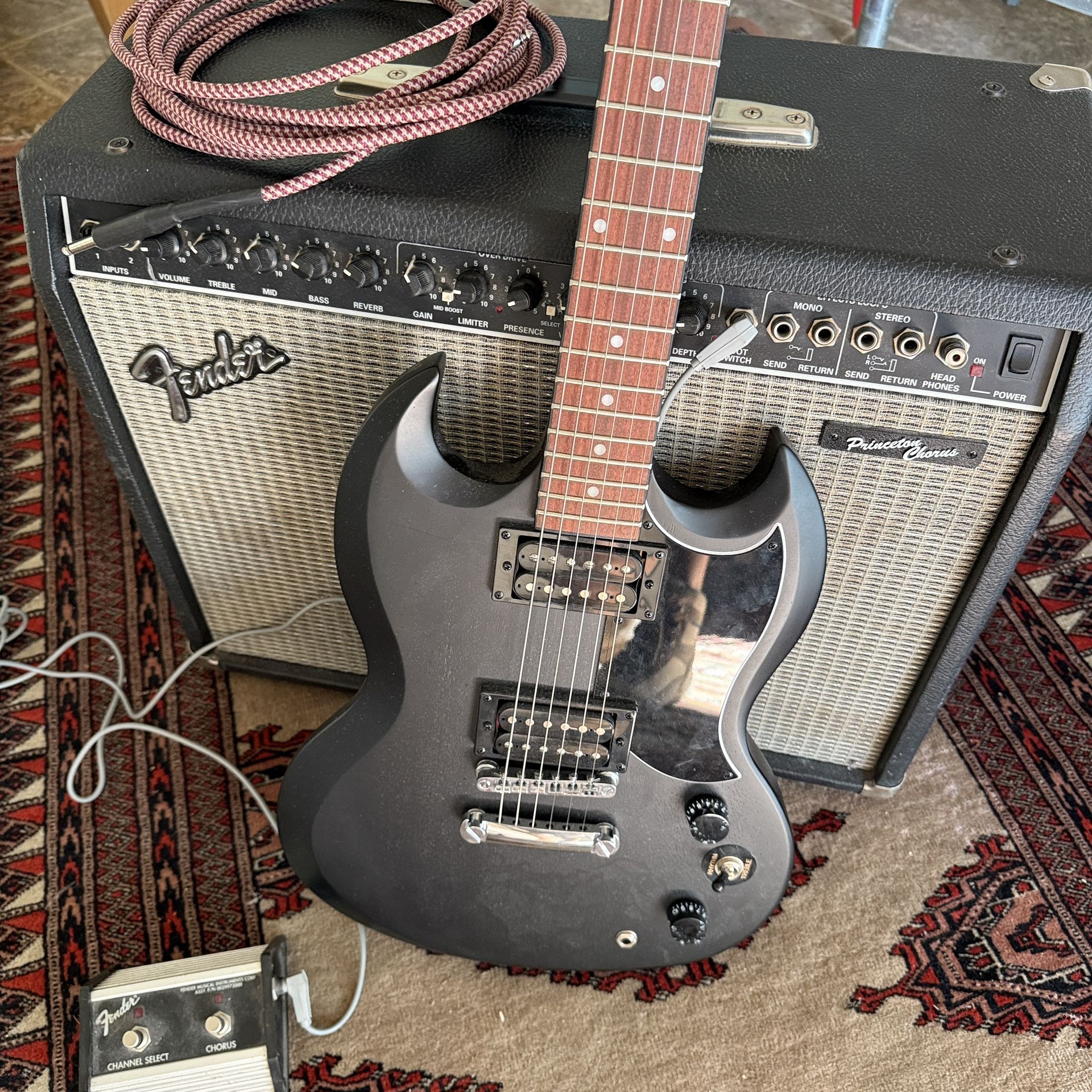 Gibson Epi SG and Fender Princeton Chorus Twin