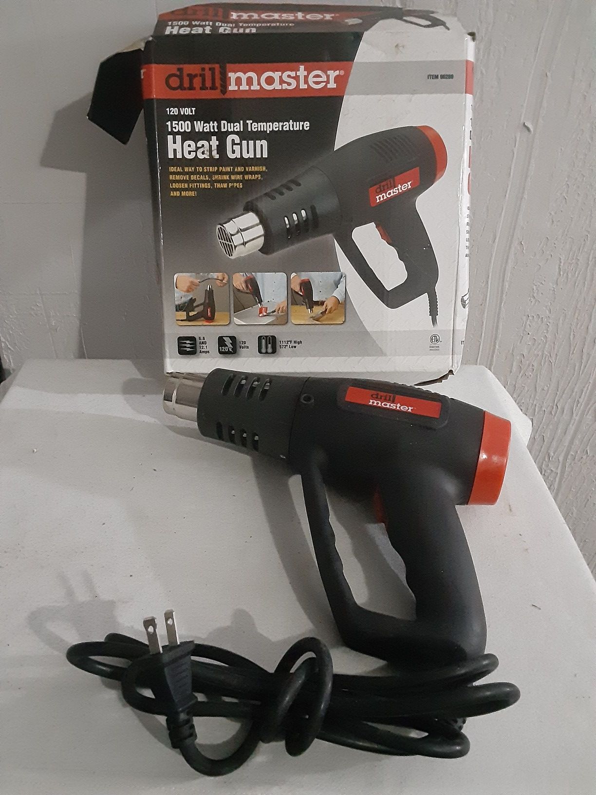 Drill Master 63104 1500 Watt Dual Temperature Heat Gun 572 1112