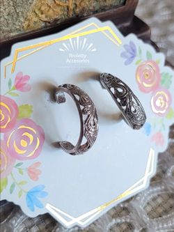 Sterling Silver 925 Hoops with filigere design