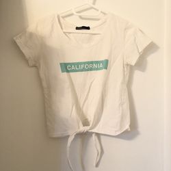 California Printed Tie-front Top