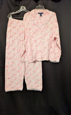 Charter Club Intimates Pink Lace Trim V Neck Button Front XL