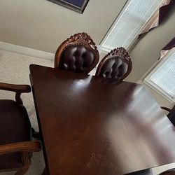 Wood Dining Table With 6 Boss Chairs