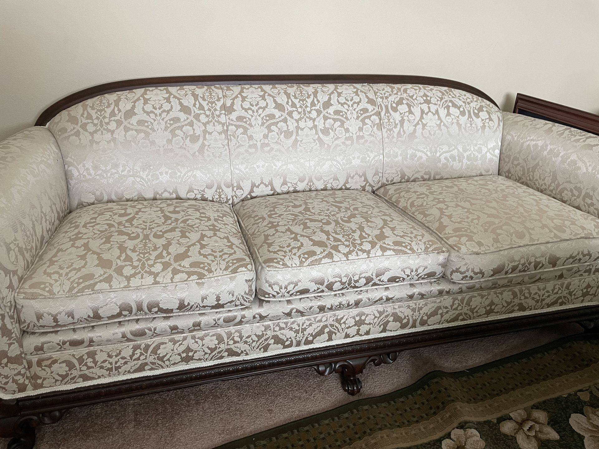 Antique sofa and side chair- reupholstered