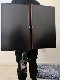 Two Gaming Monitors with Monitor Arm