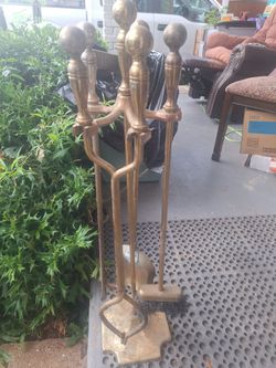 Brass fireplace tools