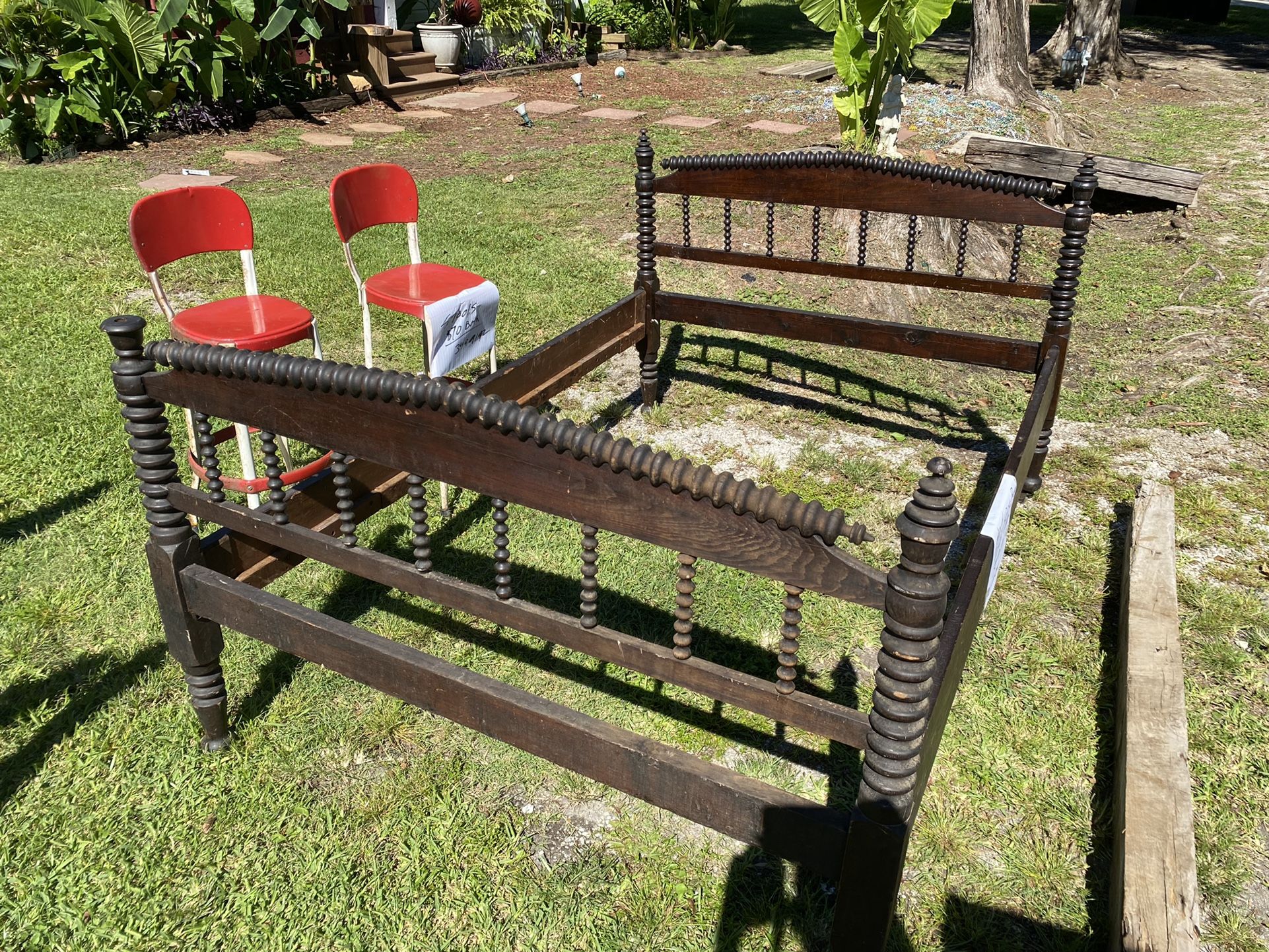 Antique Bed  Full Size  Headboard And Wooden Frsme $250