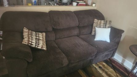 Brown Corduroy 3-Seater Sofa & Matching Loveseat.