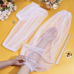 Pair Detachable Sleeves for Wedding, Women's Long Tulle Sleeves Removable Puff Sleeves, 31.5x10.6x0.04 Inch