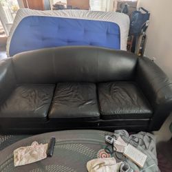 Faux Leather Couch - 85" L x 34" W 