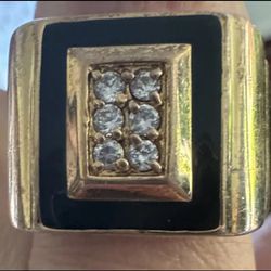 Men’s Onyx, 6-stone Diamond with Yellow Gold Plating, Size 12
