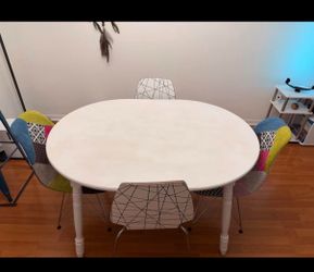 White Dining Table & 4 Chairs – Dining Set  – Available Separately