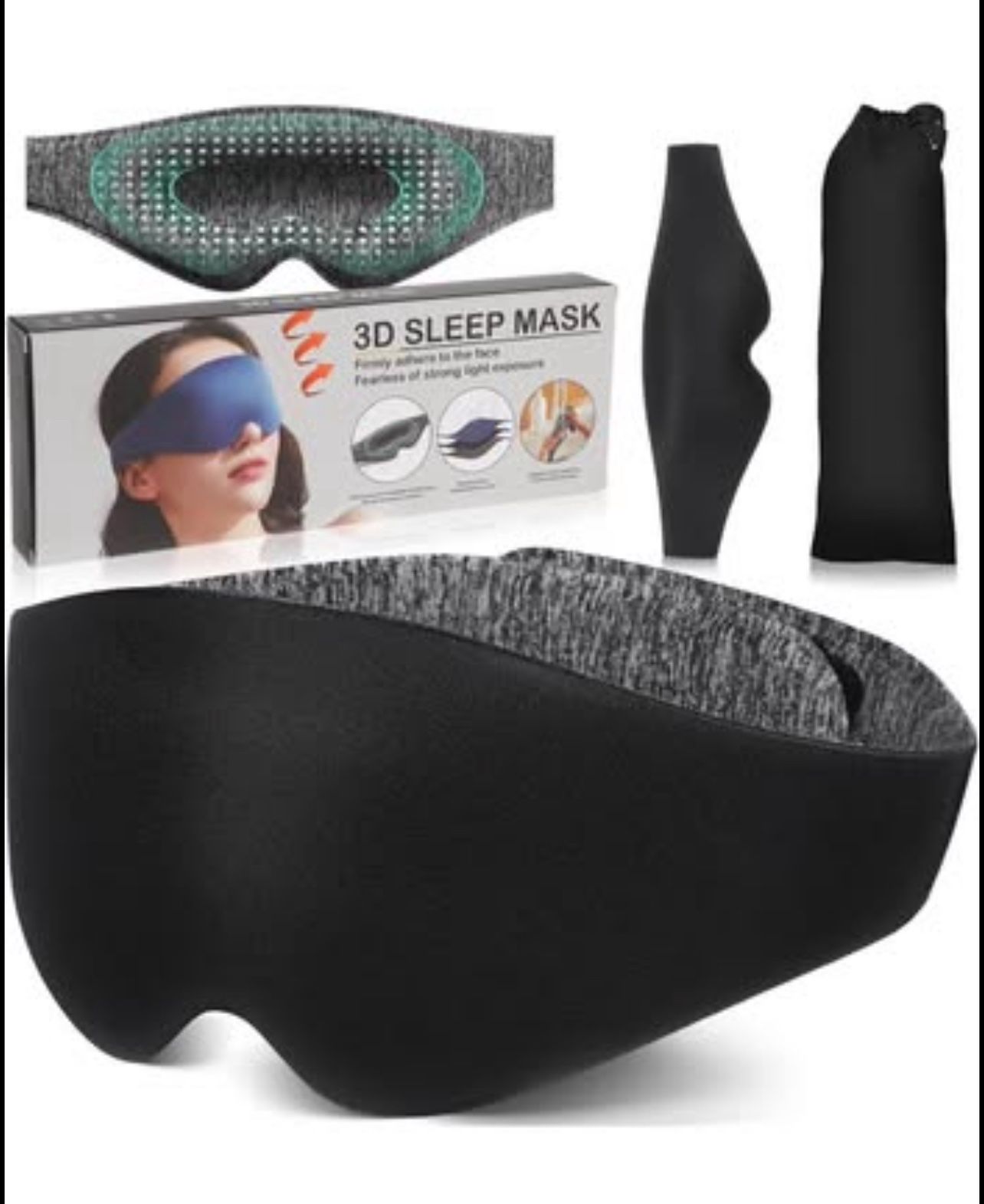 Brandnew 3D Sleep Mask for Women Men, Light and Soft Eye Mask for Sleeping, Sleeping Mask Light Blocking for Traveling, Flying, Sleep Eye Mask with Ad