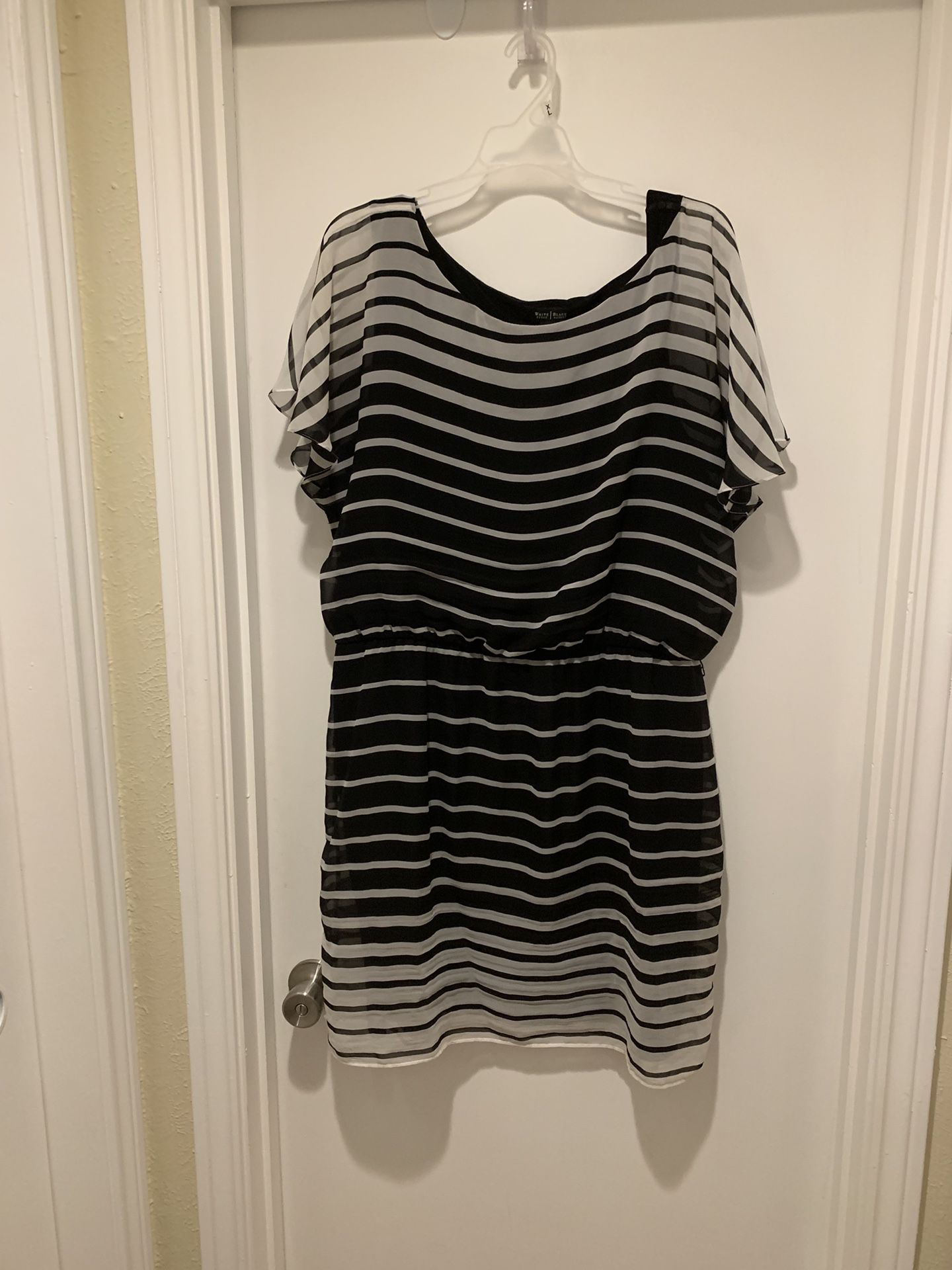 WHBM Striped Short Sleeve Dress