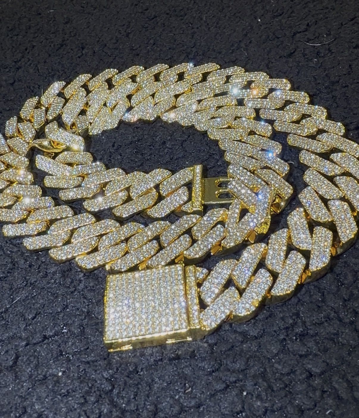 Fully Iced Out Moissanite, Gold Cuban Chain