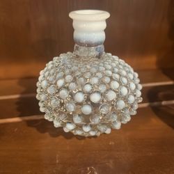 Fenton White Glass Opalescent Moonstone Hobnail Perfume Bottle 