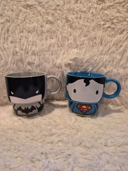 Batman and Superman Stackable Ceramic Mugs (2)