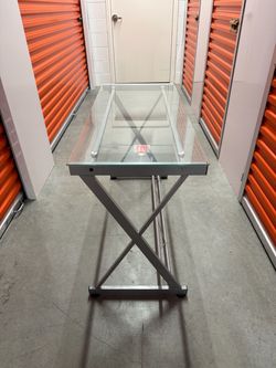 Glass Top Computer Desk – Metal Frame