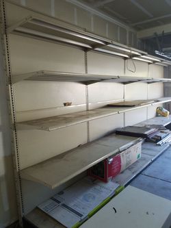 Wall of garage shelves