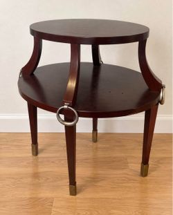 Two-Tier Round Side Table with Brass Accents
