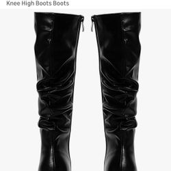 Odetina New Stiletto, Heel Pointed Knee-High Boots(8)